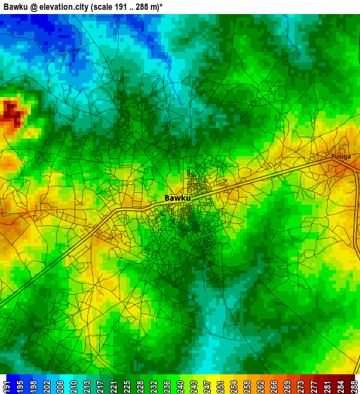 Bawku elevation map