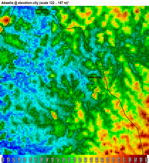 Akwatia elevation map