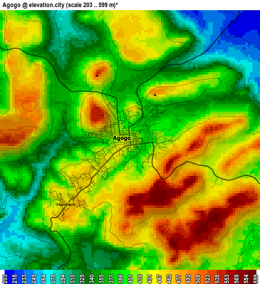 Agogo elevation map