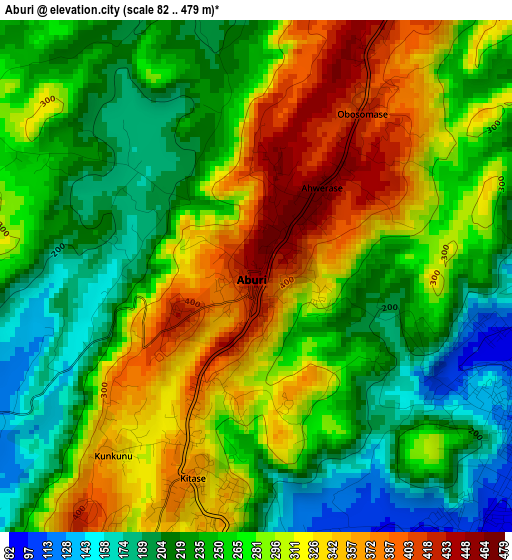 Aburi elevation map