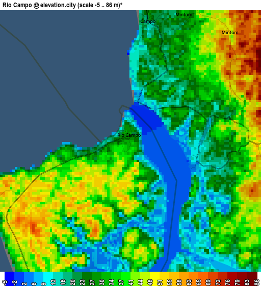 Río Campo elevation map