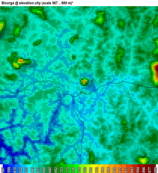 Bicurga elevation map
