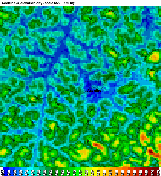 Aconibe elevation map