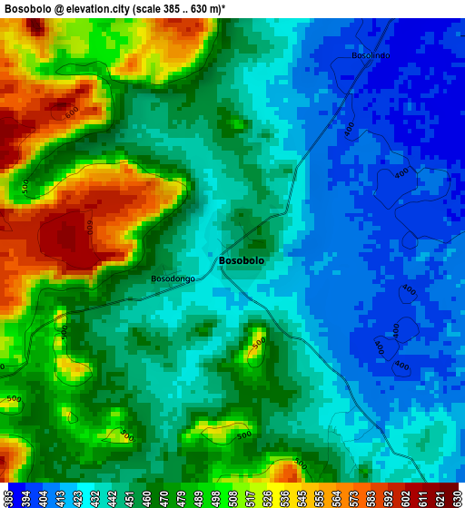 Bosobolo elevation map