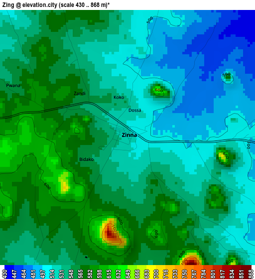 Zing elevation map