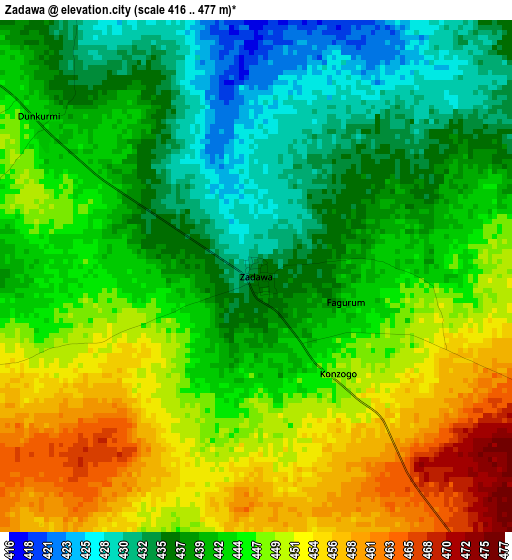 Zadawa elevation map