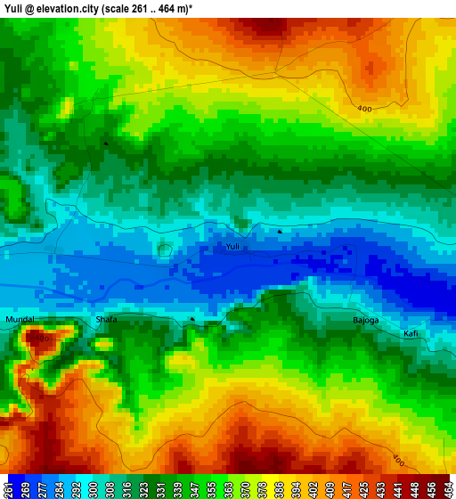 Yuli elevation map