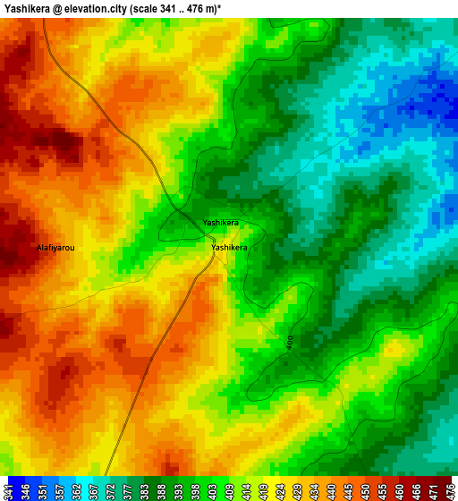 Yashikera elevation map