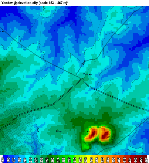 Yandev elevation map