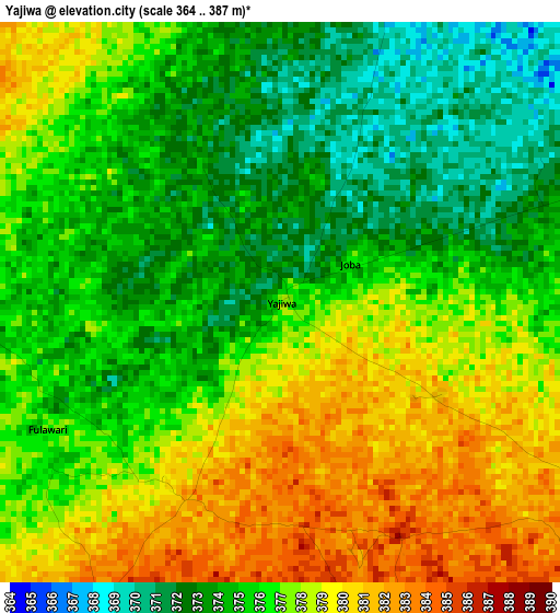 Yajiwa elevation map