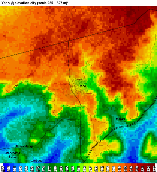 Yabo elevation map