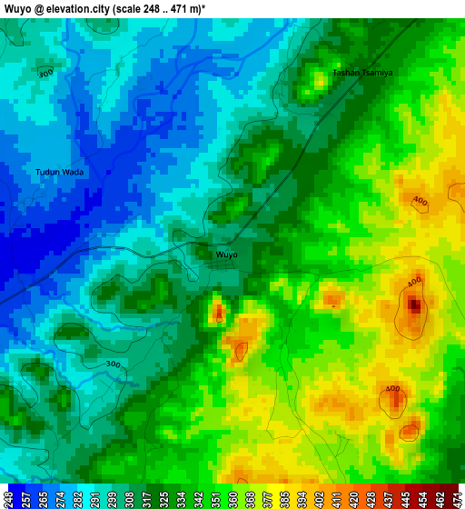 Wuyo elevation map