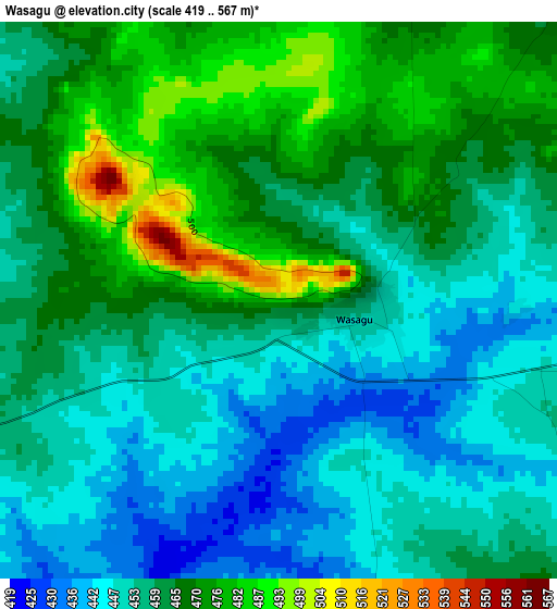 Wasagu elevation map