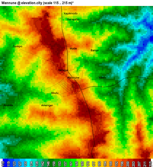 Wannune elevation map