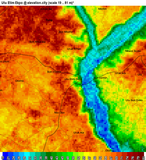 Utu Etim Ekpo elevation map