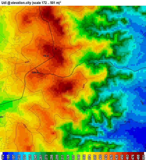 Udi elevation map