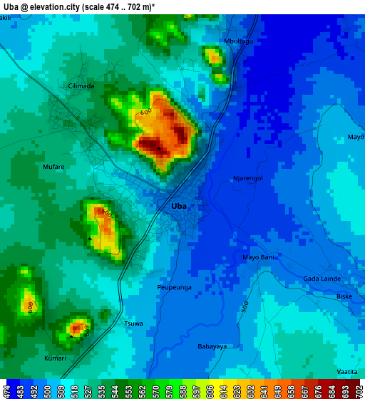 Uba elevation map