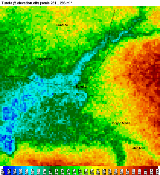 Tureta elevation map