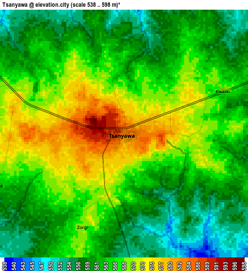 Tsanyawa elevation map