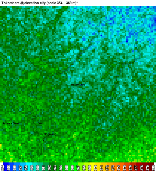 Tokombere elevation map