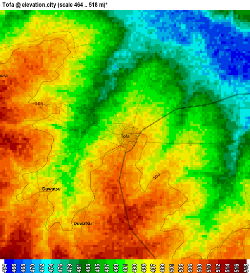 Tofa elevation map