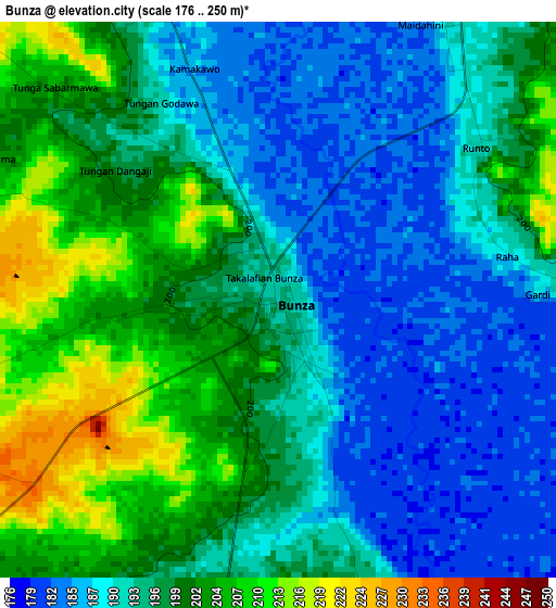 Bunza elevation map