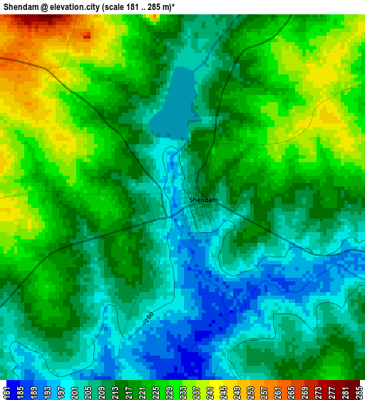 Shendam elevation map