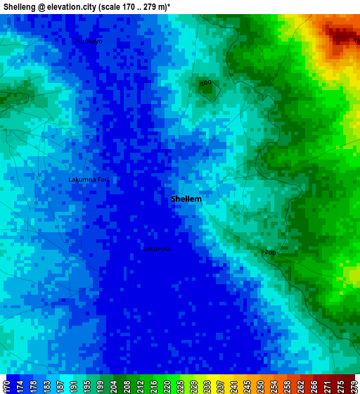 Shelleng elevation map