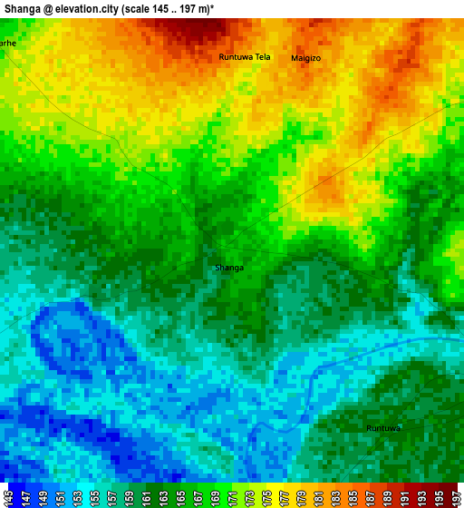 Shanga elevation map