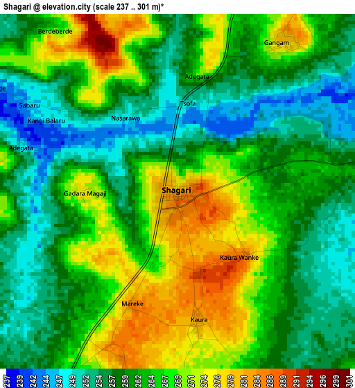 Shagari elevation map