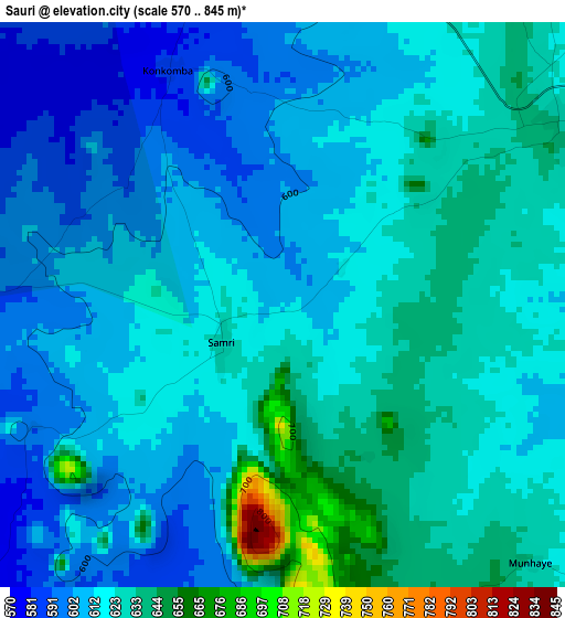 Sauri elevation map