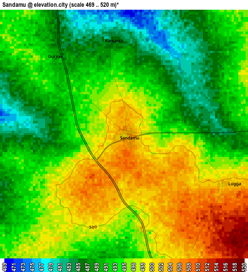 Sandamu elevation map