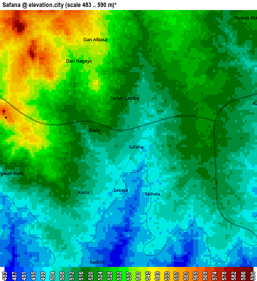 Safana elevation map