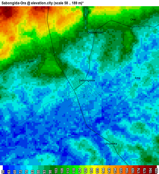 Sabongida-Ora elevation map