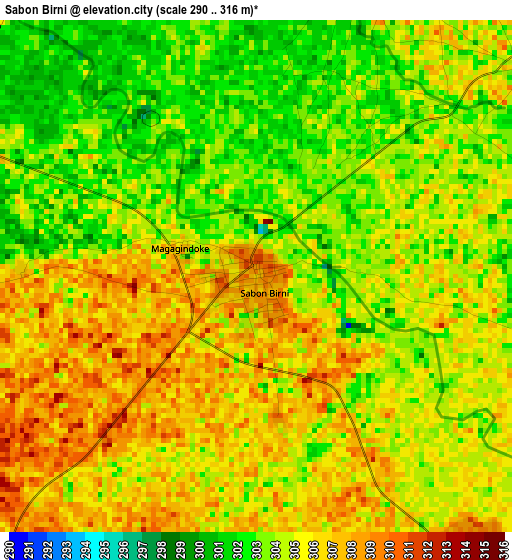 Sabon Birni elevation map