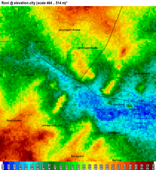 Roni elevation map