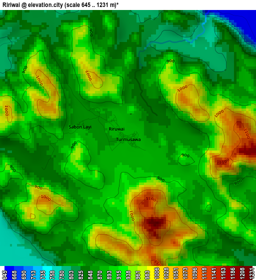 Ririwai elevation map