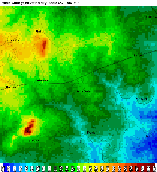 Rimin Gado elevation map