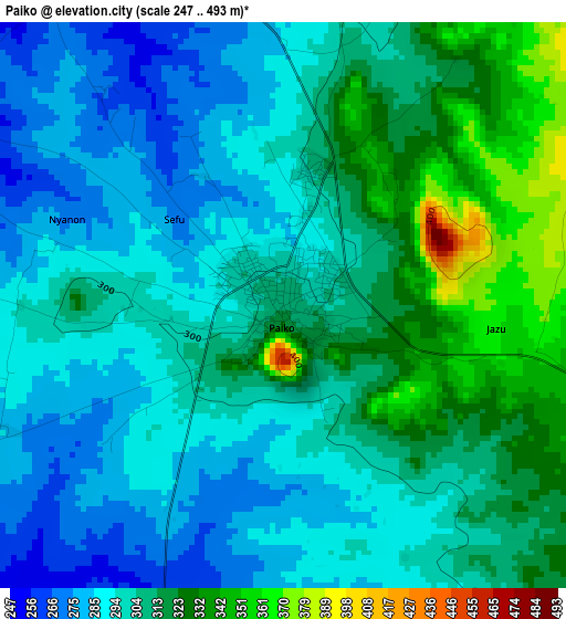 Paiko elevation map