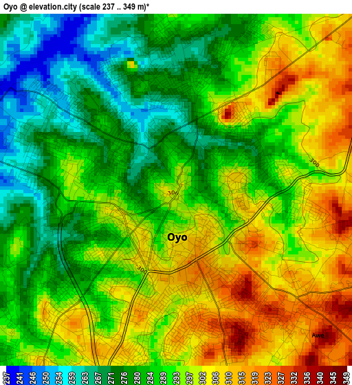 Oyo elevation map