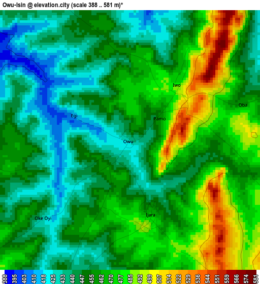 Owu-Isin elevation map