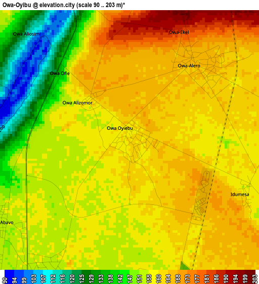 Owa-Oyibu elevation map