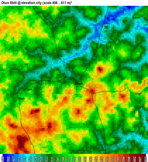 Otun-Ekiti elevation map