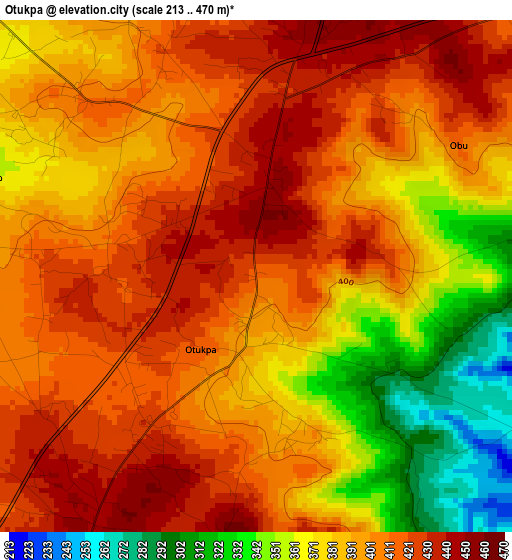 Otukpa elevation map