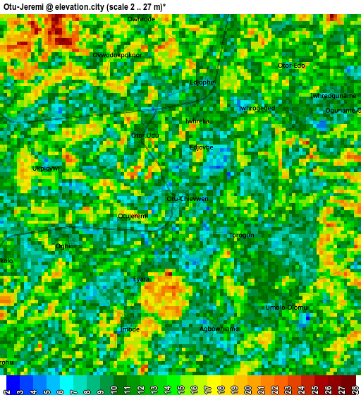 Otu-Jeremi elevation map