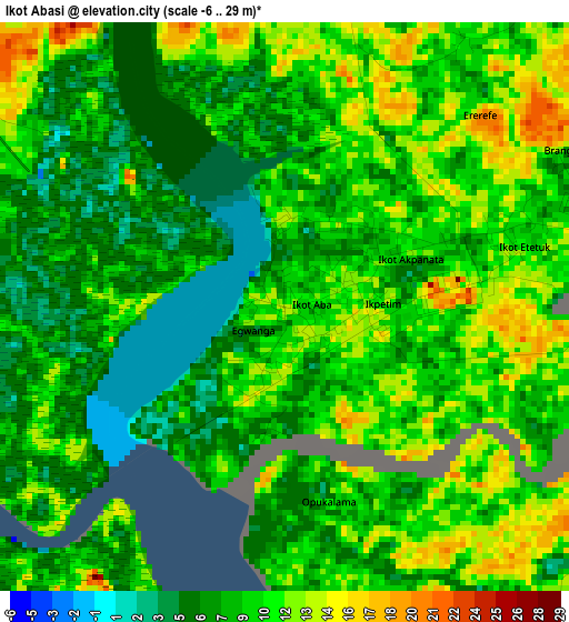 Ikot Abasi elevation map