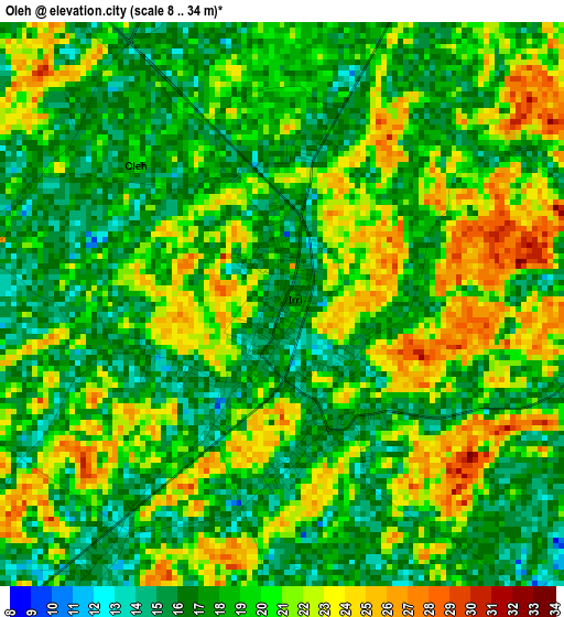 Oleh elevation map