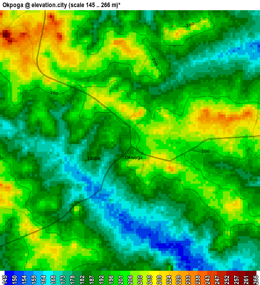 Okpoga elevation map