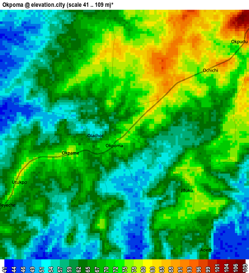 Okpoma elevation map