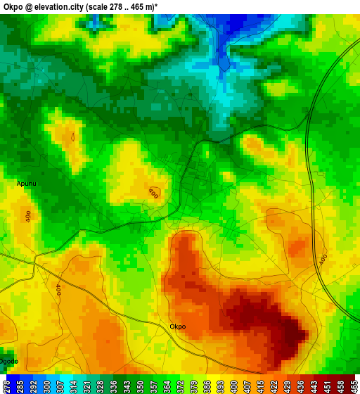 Okpo elevation map